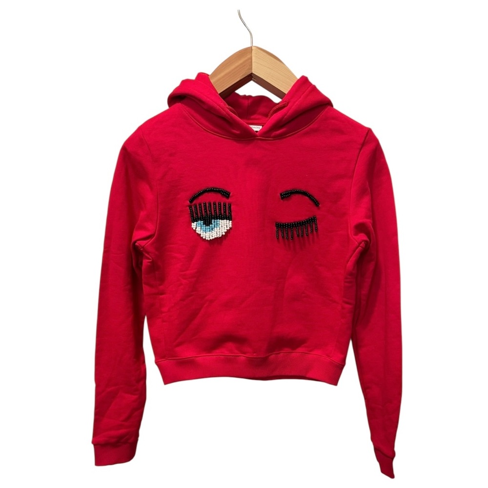 Chiara Ferragni Beaded Flirting Cropped Hoodie. Size S